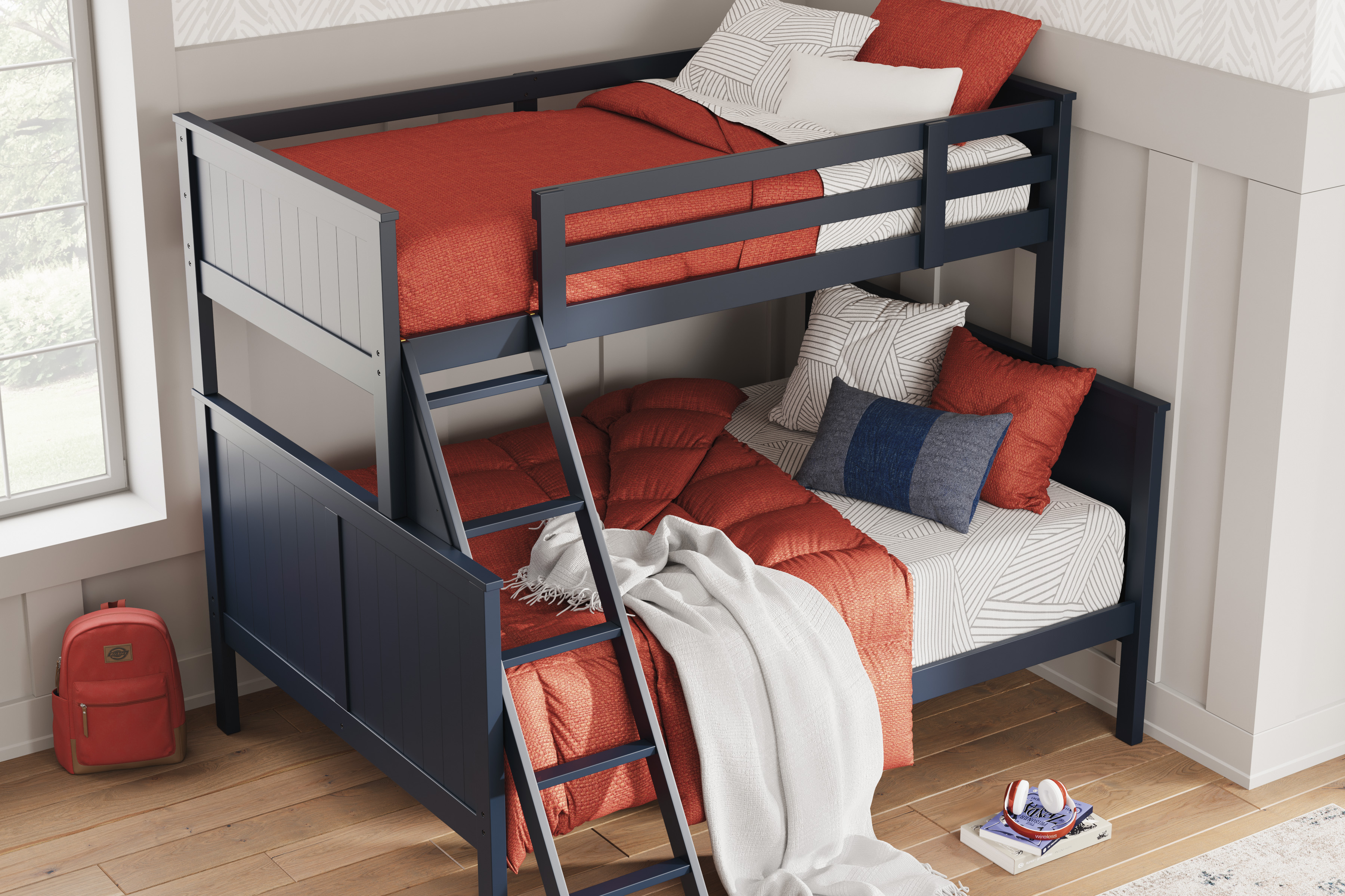 Blue bunkbed.